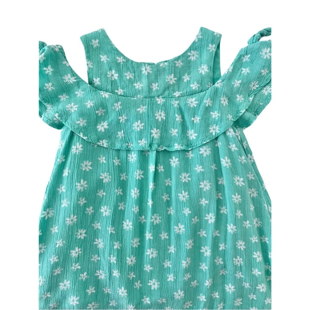 Cat & Jack Teal & White Floral Ruffle Kids Dress | Baby Girl 18 Months
